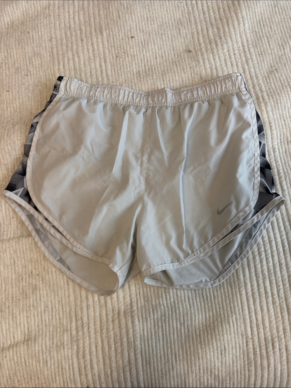 Nike Women's Light Gray Athletic Running Shorts with Black Trim